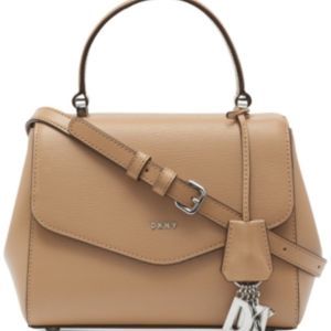 TAN BEIGE Calvin Klein Handbag Paige Top-Handle Satchel Crossbody Beige NEW